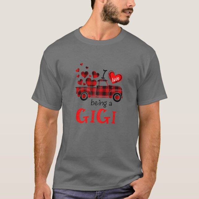 Camiseta Mulheres Eu Adoro Ser Gigi Xadrez Vermelha Dia de  (Frente)