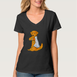 Camiseta Mulheres Eu Amo Mãe Ouro De Tatuagem Retriever Mãe