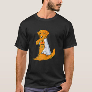 Camiseta Mulheres Eu Amo Mãe Ouro De Tatuagem Retriever Mãe