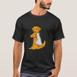 Camiseta Mulheres Eu Amo Mãe Tatuagem Golden Retriever Mãe