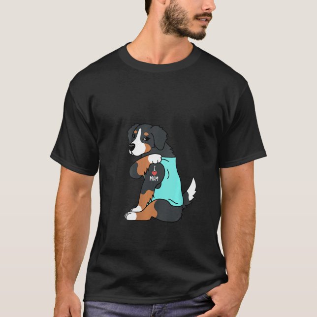 Camiseta Mulheres Eu Amo Mamãe Tatto Bernese Mountain Dog F (Frente)