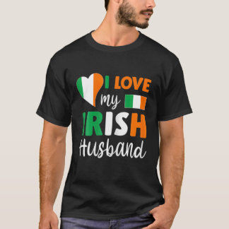 Camiseta Mulheres Eu Amo Meu Marido Irlandês Bandeira Irlan