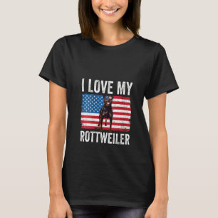 Camiseta Mulheres Eu Amo Meu Rottweiler Rottie Pai Mãe Amér