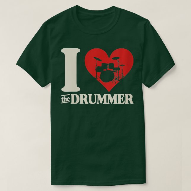 Camiseta Mulheres Eu Amo o Drummer Heart Drum Casal GirlFri (Frente do Design)