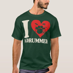 Camiseta Mulheres Eu Amo o Drummer Heart Drum Casal GirlFri