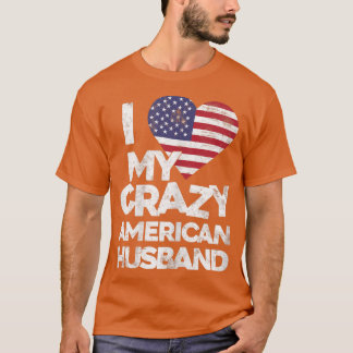 Camiseta Mulheres Eu Amo O Meu Marido Americano Louco Para