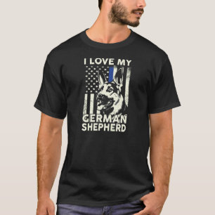Camiseta Mulheres Eu Amo Pastor Alemão Cão Pastor Alemão