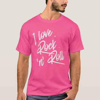 Camiseta Mulheres Eu Amo Rock and roll VNeck divertido vint