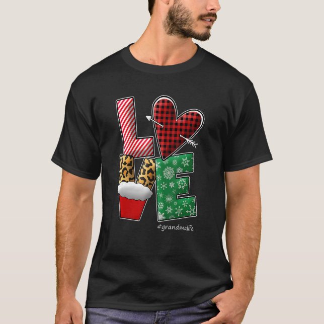 Camiseta Mulheres Eu Amo Vovó Vida L O V E Escuro (Frente)