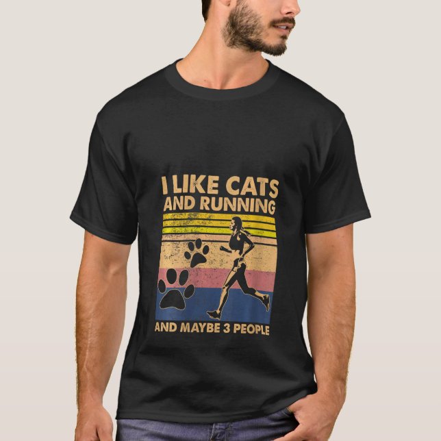 Camiseta Mulheres Eu Gosto De Gatos, Correndo E Talvez 3 Pe (Frente)