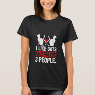 Camiseta Mulheres Eu Gosto de Gatos E Talvez 3 Pessoas Gato