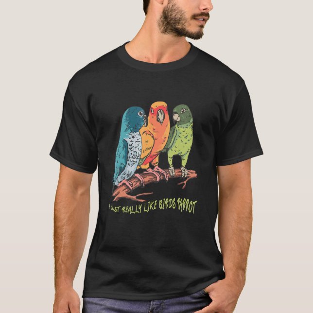 Camiseta Mulheres Eu gosto muito de pássaros papagaio Cocka (Frente)