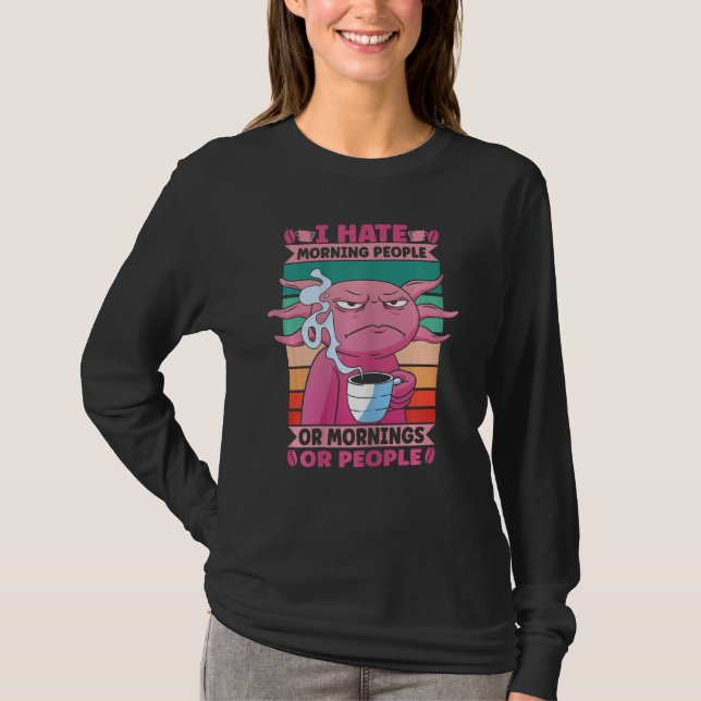 Camiseta Mulheres Eu Odeio Pessoas De Manhã Salamander Café (Frente)