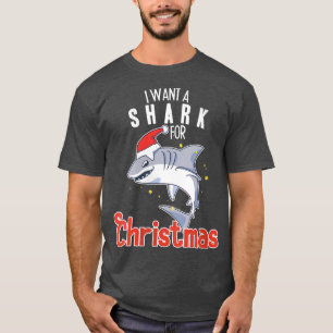 Camiseta Mulheres Eu Quero Papais noeis De Natal De Tubarão