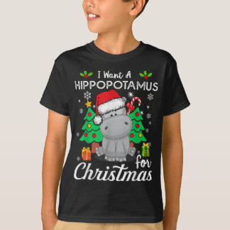 Camiseta Mulheres Eu Quero Um Hippopotamus Para O Natal