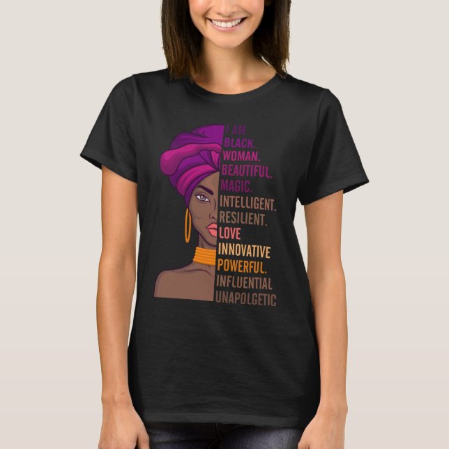 Camiseta Mulheres Eu Sou Negras Linda Magia Preta Orgulhosa (Frente)