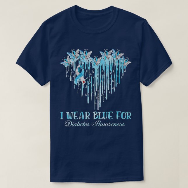 Camiseta Mulheres Eu Visto Azul para o Coração de Consciênc (Frente do Design)