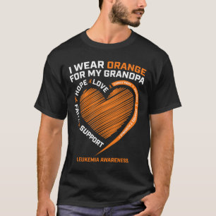 Camiseta Mulheres Eu Visto Laranja Para Meu Avô Leukemia Aw