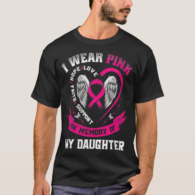 Camiseta Mulheres Eu Visto Rosa Em Memória Da Minha Filha M (Frente)