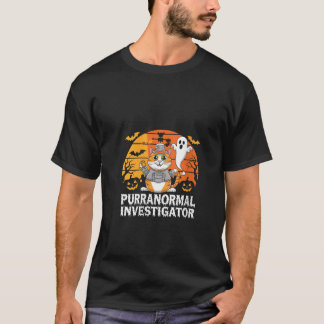 Camiseta Mulheres Fantasmas Caçando Pesquisador Cat Spirit 