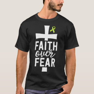 Camiseta Mulheres Fé Sobre Medo Cancer Cristão Oferece