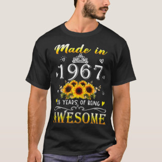 Camiseta Mulheres Feitas Em 1967 Sunflower 55º Bday 55 Anos
