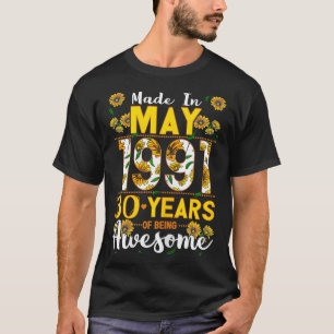 Camiseta Mulheres feitas em maio de 1991 30 anos 30 anos An