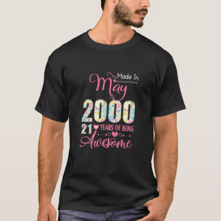 Camiseta Mulheres Feitas Em Maio De 2000 aniversário de 21