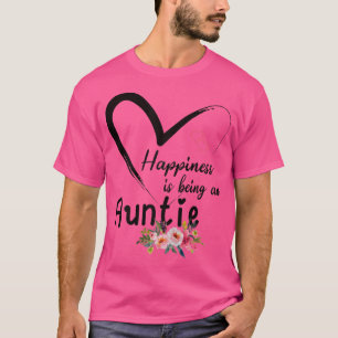 Camiseta Mulheres Felicidade Está Sendo Tia Vida Flor Arte 