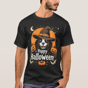 Camiseta Mulheres Feliz Dia das Bruxas Cachorro