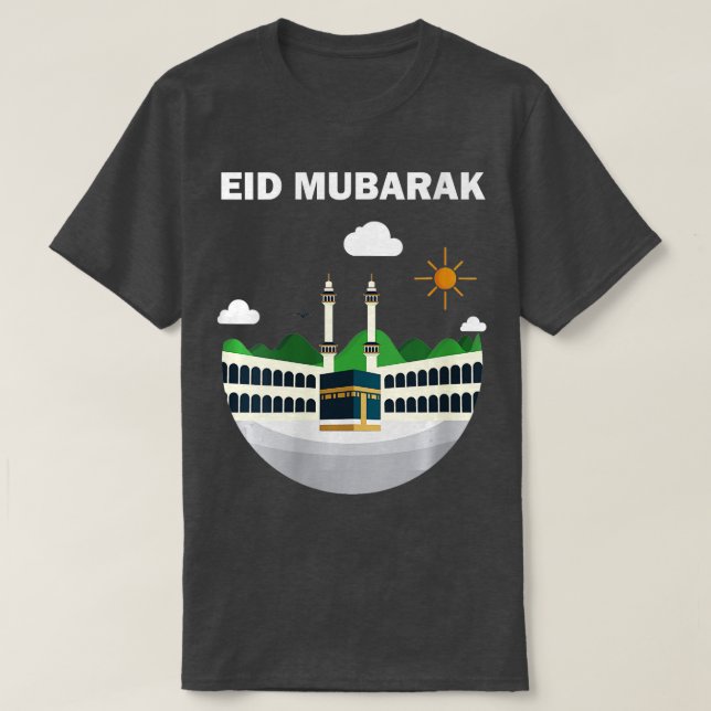 Camiseta Mulheres Feliz Eid Mubarak 2023 AlFitr AlAdha Hajj (Frente do Design)