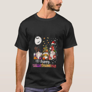 Camiseta Mulheres Feliz Hallothanksmas Gnomos Amante Divert