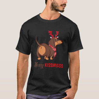 Camiseta Mulheres Feliz Kissmyass Engraçada Reindeer De Nat