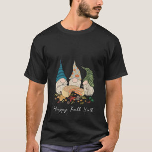 Camiseta Mulheres Feliz Outono Y Todos Abóbora Gnomos Comid
