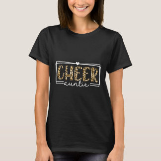 Camiseta Mulheres Feliz Tia Leopardo Cheerleader Tia Mãe