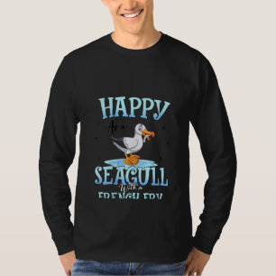 Camiseta Mulheres Felizes Como Seagull Com Um Pássaro Franc
