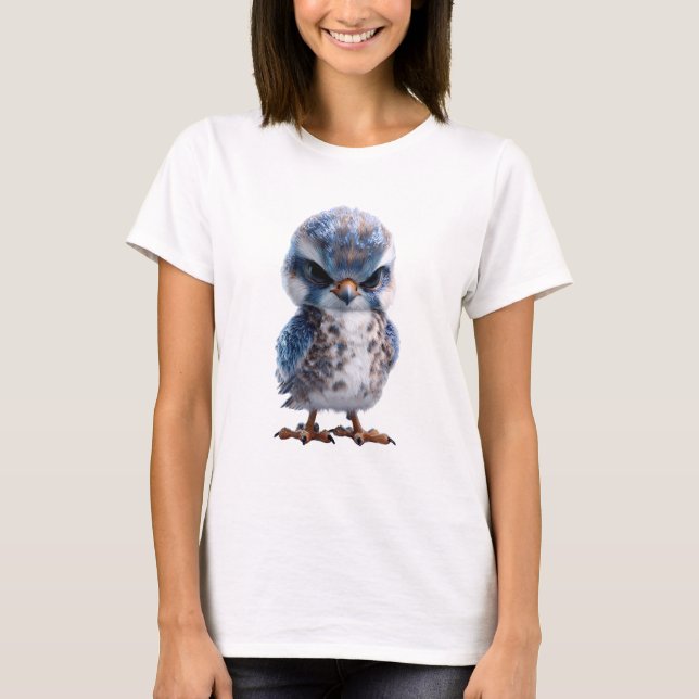Camiseta Mulheres Feroz Azul Bebê Raptor Pássaro (Frente)