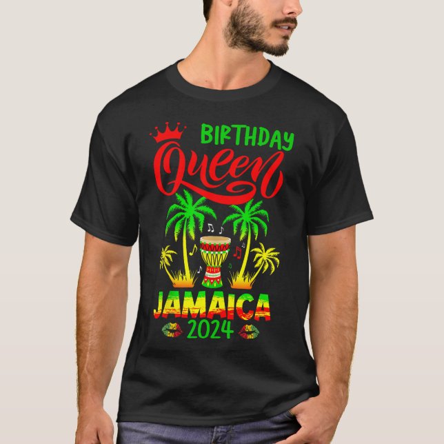 Camiseta Mulheres Festa Rainha de Aniversário Jamaica Girls (Frente)