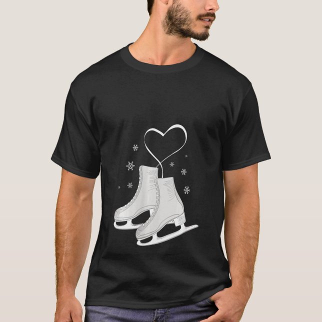 Camiseta Mulheres Figura Ice Skating Heart Figure Skater Lo (Frente)
