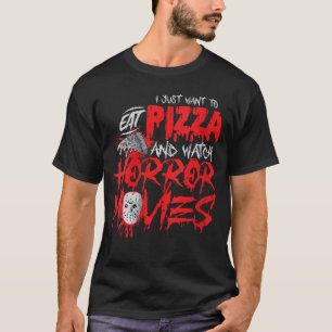 Camiseta Mulheres Filme de Terror Assustador Eu Só Quero Co