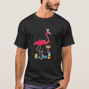Camiseta Mulheres Flamingo Bunny Ovo Caça Colorida