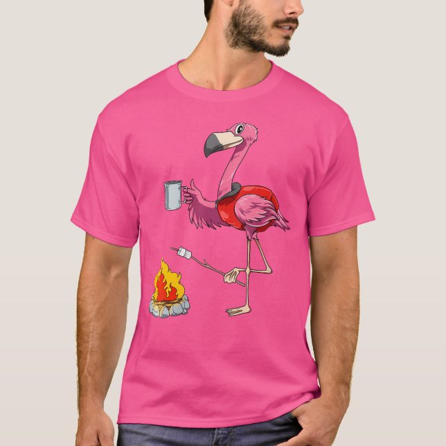 Camiseta Mulheres Flamingo Camping Flamingo Camper Camping  (Frente)