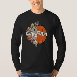 Camiseta Mulheres Floral Abóbora Feliz Outono Pra Todos Gro