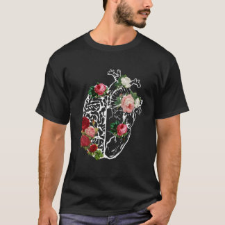 Camiseta Mulheres Flores Anatômicas De Coração_Cérebro Flor