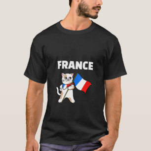 Camiseta Mulheres França Bandeira Gato Corantes Franceses K