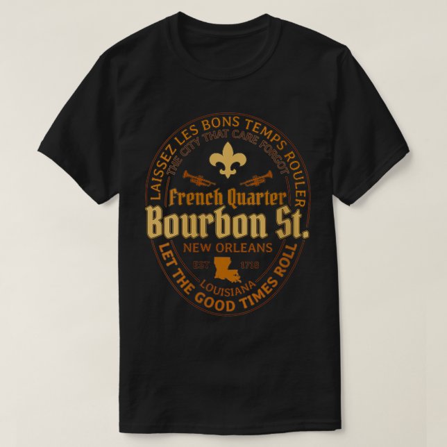 Camiseta Mulheres Francesas Quarter Bourbon Rua Nova Orlean (Frente do Design)