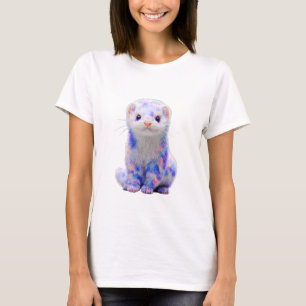 Camiseta Mulheres Furão Galáxia Arco-íris Pastel