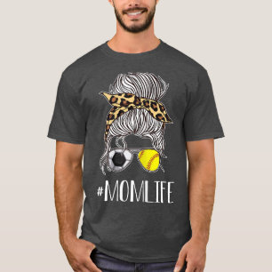 Camiseta Mulheres Futebol e Softball Mãe Vida Momlife Leopa