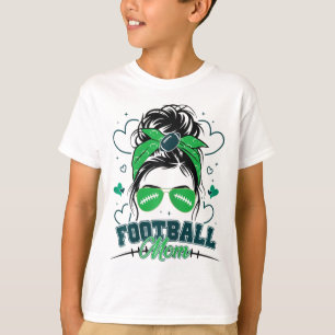 Camiseta Mulheres Futebol Mãe Bagunça Cabelo Coque Futebol