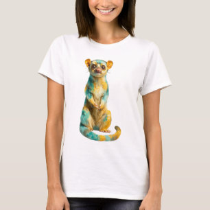 Camiseta Mulheres Galago Tropicais Malhadas de Turquesa e Â